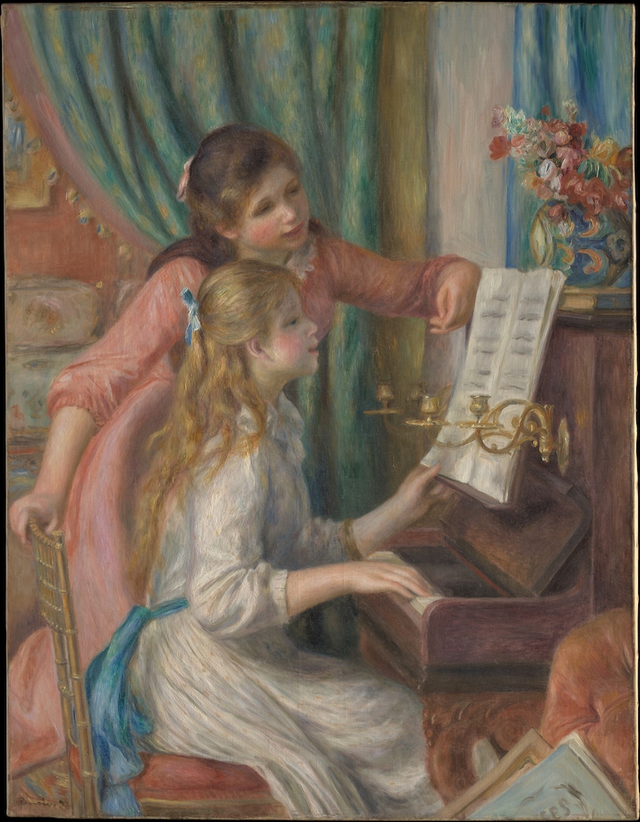 Zwei Mädchen am Klavier, das Signaturmotiv des Covers